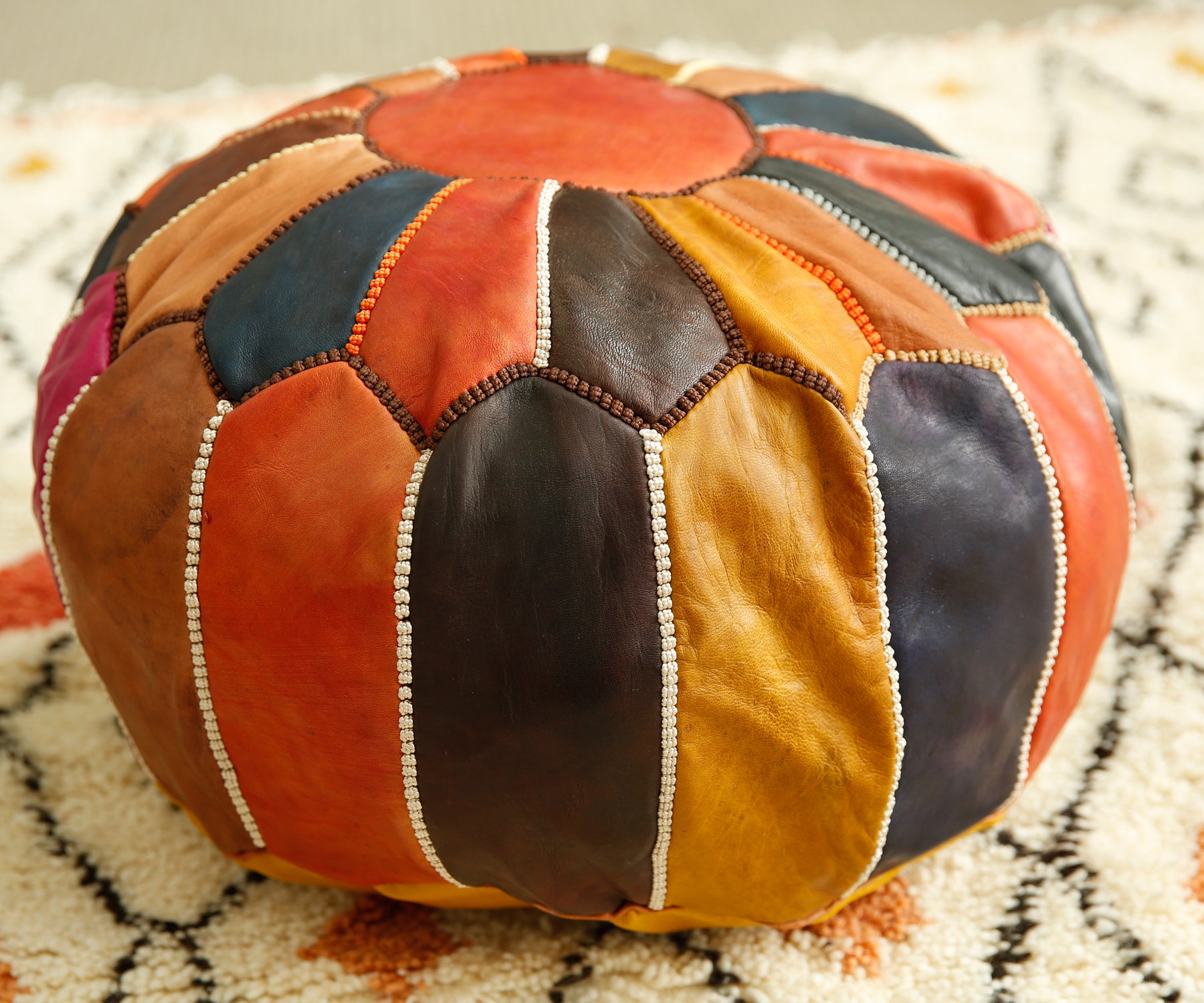 Multi-coloured Round Footstool