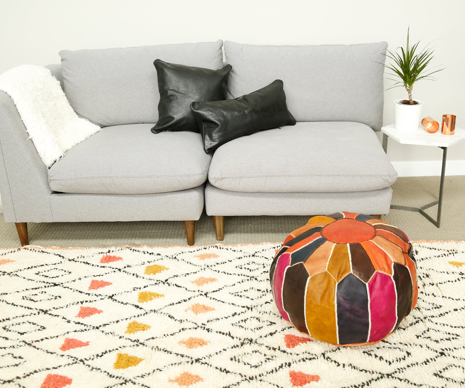 Multi-coloured Round Footstool