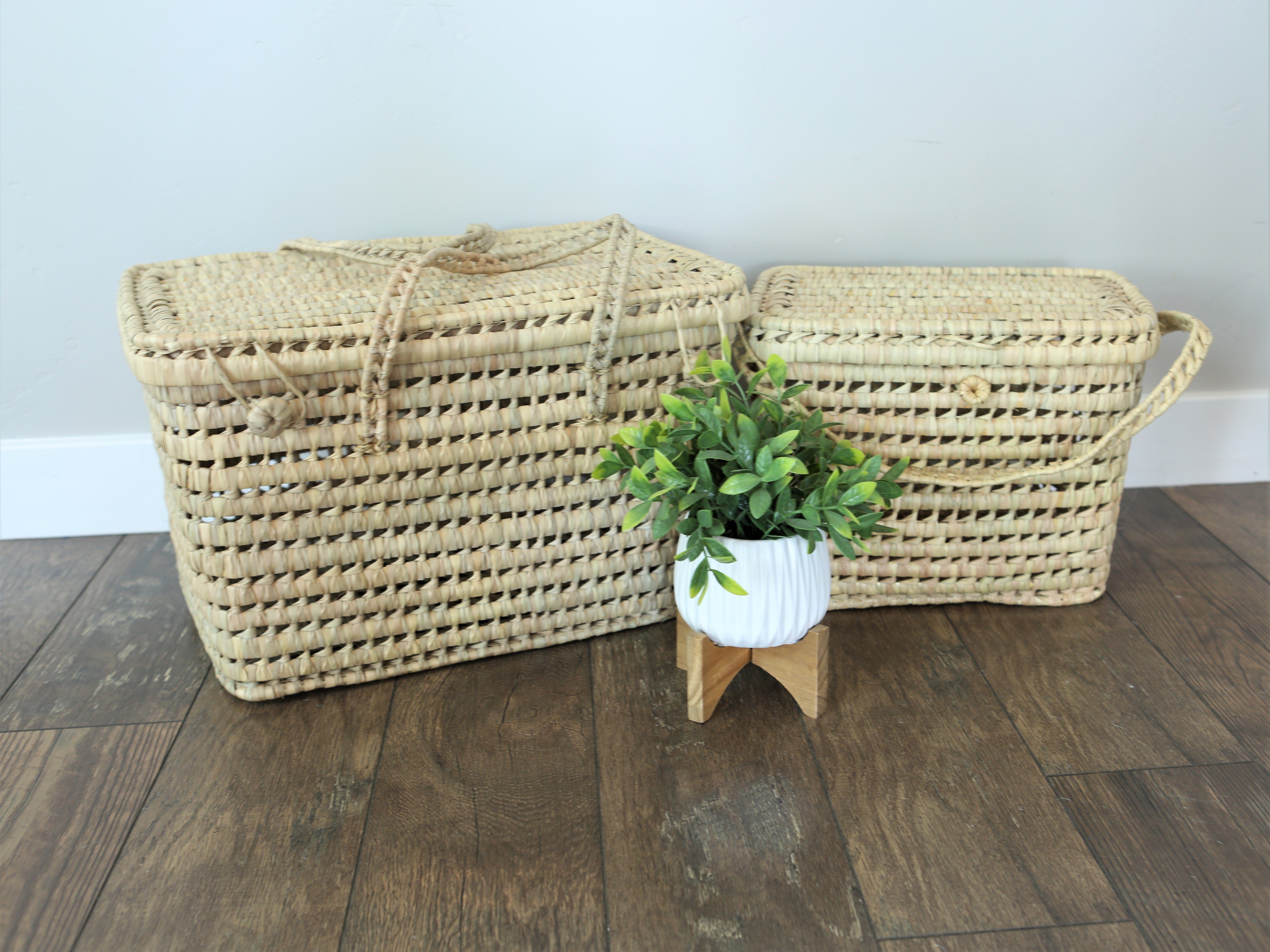 Straw Picnic Basket - Kid&#39;s Room Toy Storage Basket