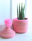 Pink and Purple Berber Basket with Lid