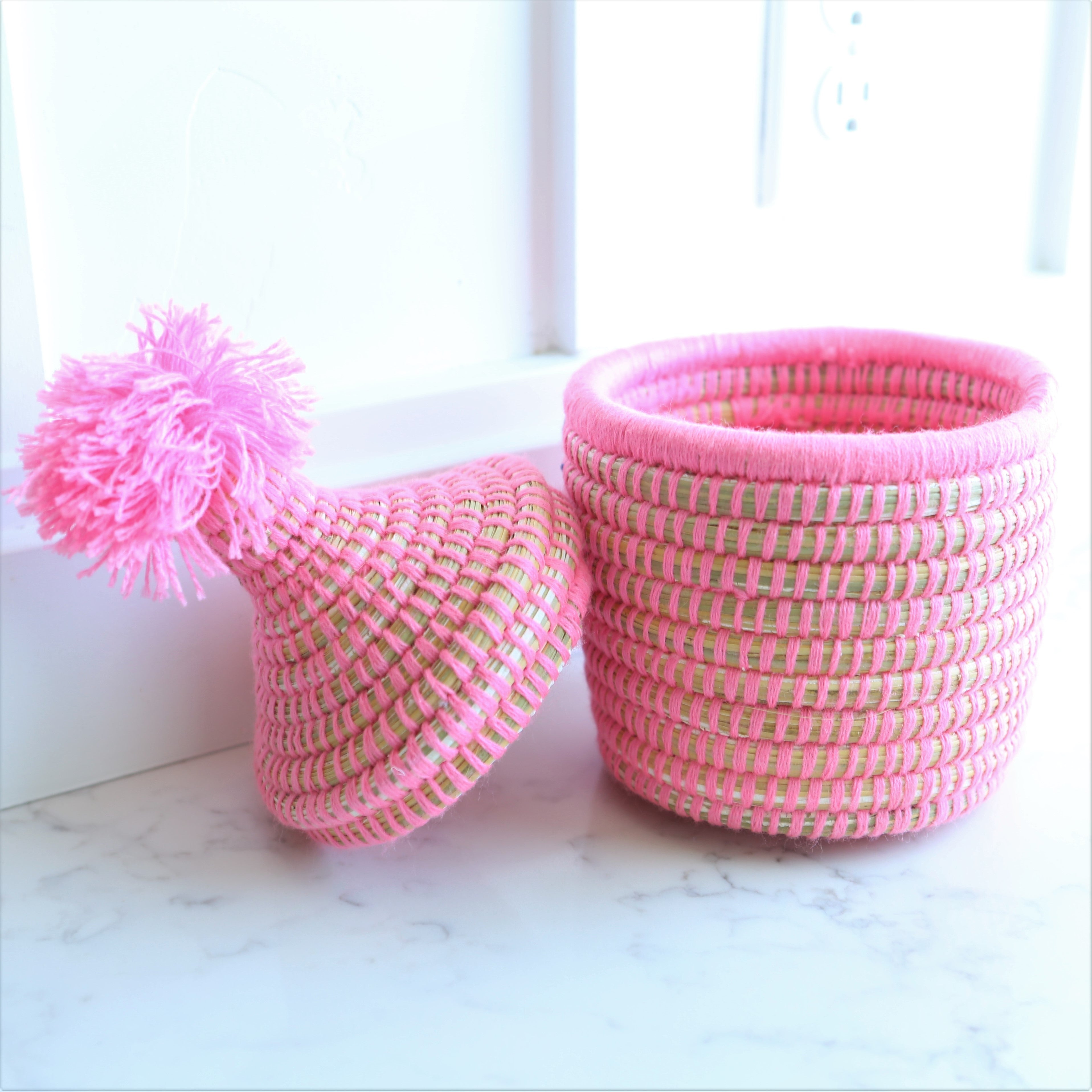 Pink and Purple Berber Basket with Lid