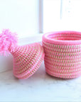 Pink and Purple Berber Basket with Lid