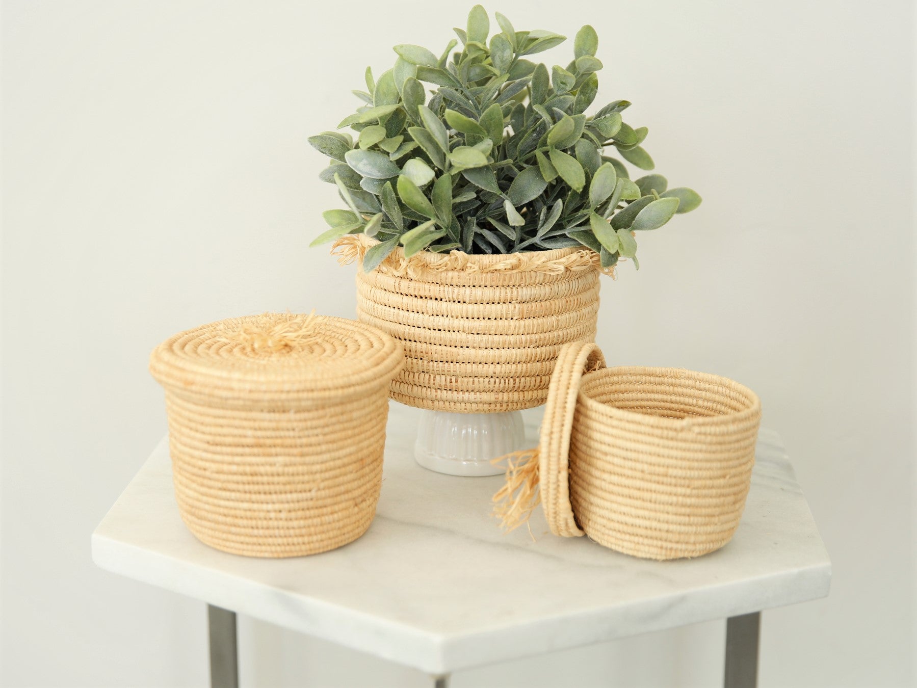 Small Straw Plant Basket
