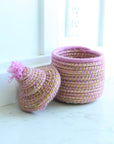 Pink and Purple Berber Basket with Lid