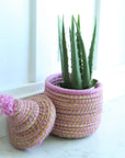 Pink and Purple Berber Basket with Lid